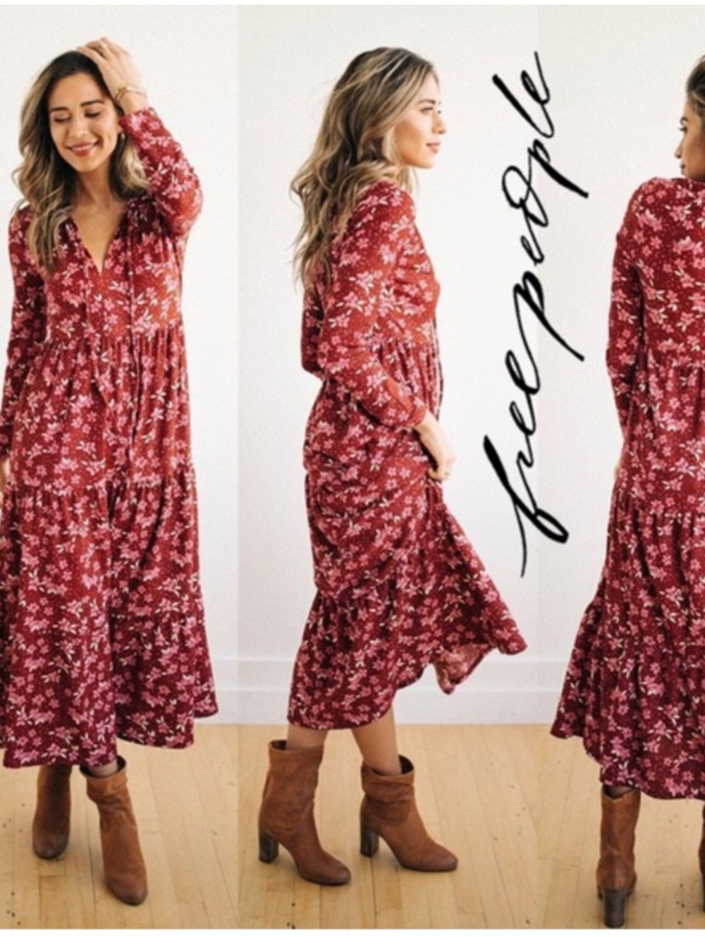 Tiers Of Joy Floral-print Stretch-jersey Midi Dress in Plum